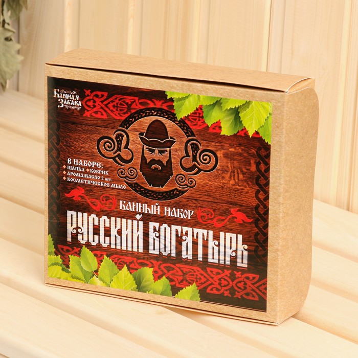 Банный набор в подарочной коробке "Русский богатырь", 5 в 1 - фото 1908434902