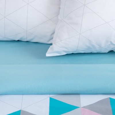 Постельное бельё Этель «Геометрия любви», 1.5-сп., 143 × 215 см, 150 × 214 см, 70 × 70 см (2 шт.), бязь