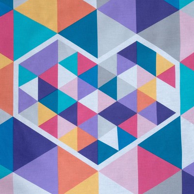 Постельное бельё Этель «Геометрия любви», 1.5-сп., 143 × 215 см, 150 × 214 см, 70 × 70 см (2 шт.), бязь