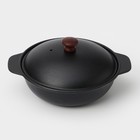 Жаровня, 2 л, d=24 см, с крышкой крышка, чугун, чёрная - Фото 1