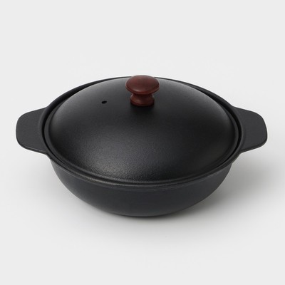 Жаровня, 2 л, d=24 см, с крышкой крышка, чугун, чёрная