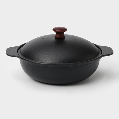 Жаровня, 2 л, d=24 см, с крышкой, чугун, чёрная