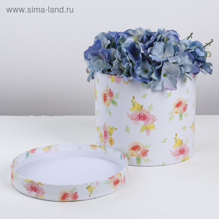 Коробка шляпная для цветов «Акварельные цветы», 18 × 15 см - Фото 1