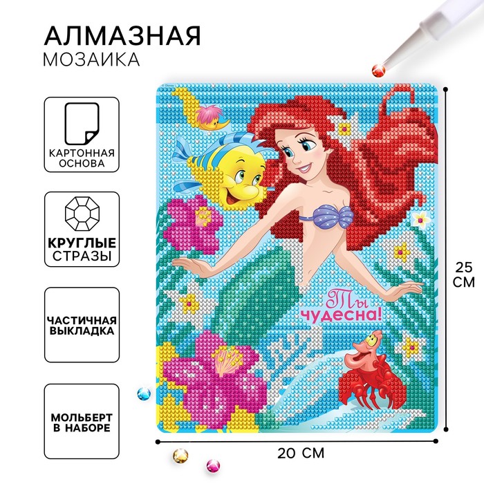 Алмазная мозаика с частичным заполнением для детей «Принцессы», 20 х 25 см - Фото 1
