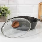 Кастрюля-жаровня KUKMARA Granit ultra original, 3 л, d=27 см, стеклянная крышка, антипригарное покрытие, чёрная - Фото 2