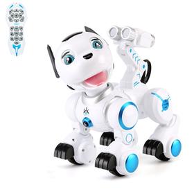 Робот собака «Дружок» ZHORYA, программируемый, на пульте управления, интерактивный: звук, свет, сенсорный, реагирует на голос, на аккумуляторе