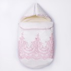 Конверт с капюшоном на молнии Узоры К220, молочный с розовым, рост 56-62 - Фото 1