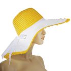 Шляпа пляжная "Настроение", цвет бело-жёлтый, обхват головы 58 см, ширина полей 14 см - Фото 3