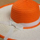 Шляпа пляжная "Настроение", цвет бело-оранжевый, обхват головы 58 см, ширина полей 14 см - Фото 2