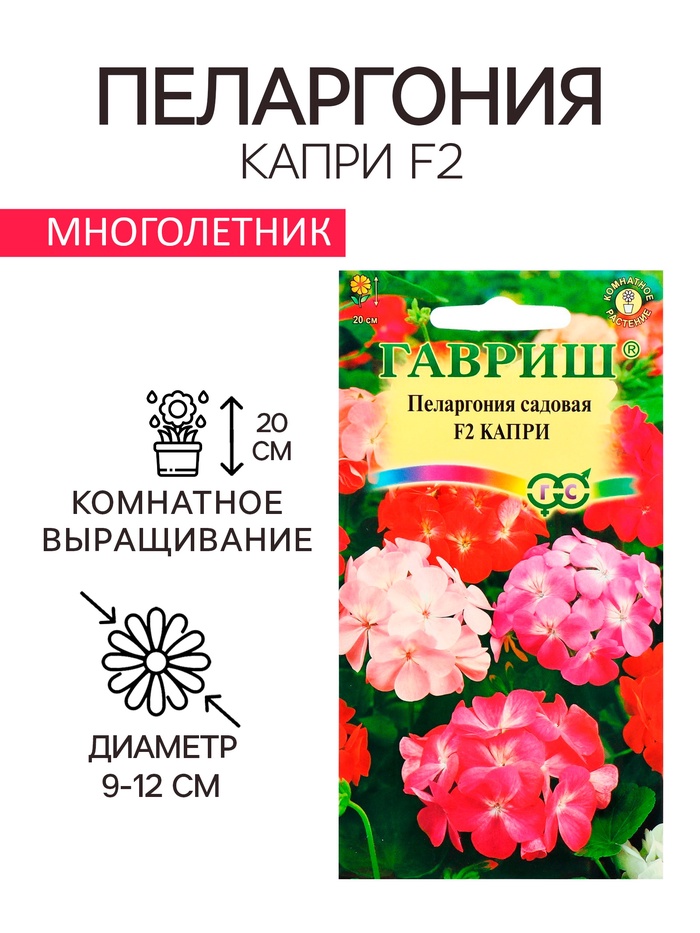 Семена комнатных цветов Пеларгония "Капри", ц/п, F2, 4 шт. - Фото 1