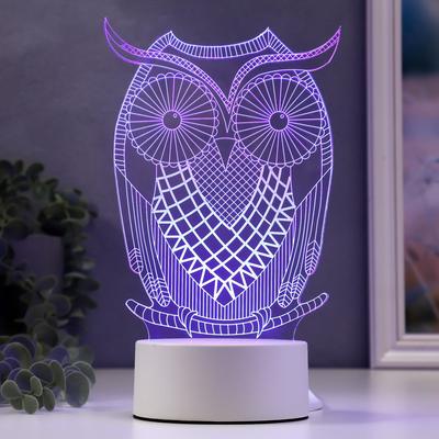 Светильник «Большой филин» LED RGB от сети 9.5×13×22 см RISALUX