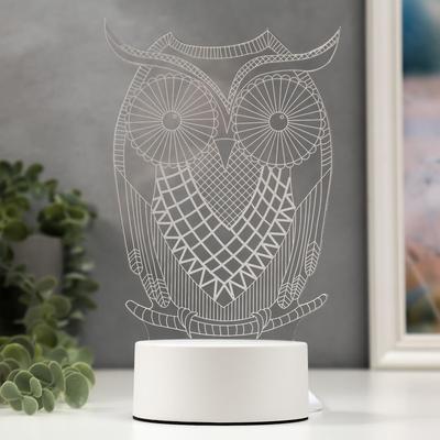 Светильник «Большой филин» LED RGB от сети 9.5×13×22 см RISALUX