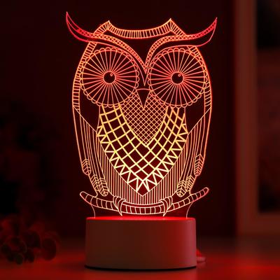 Светильник «Большой филин» LED RGB от сети 9.5×13×22 см RISALUX