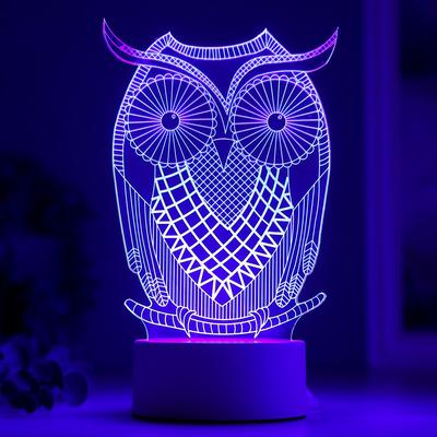 Светильник «Большой филин» LED RGB от сети 9.5×13×22 см RISALUX