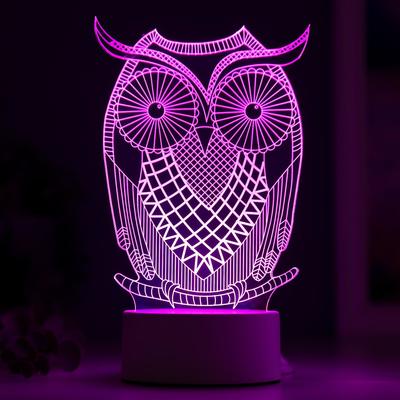 Светильник «Большой филин» LED RGB от сети 9.5×13×22 см RISALUX