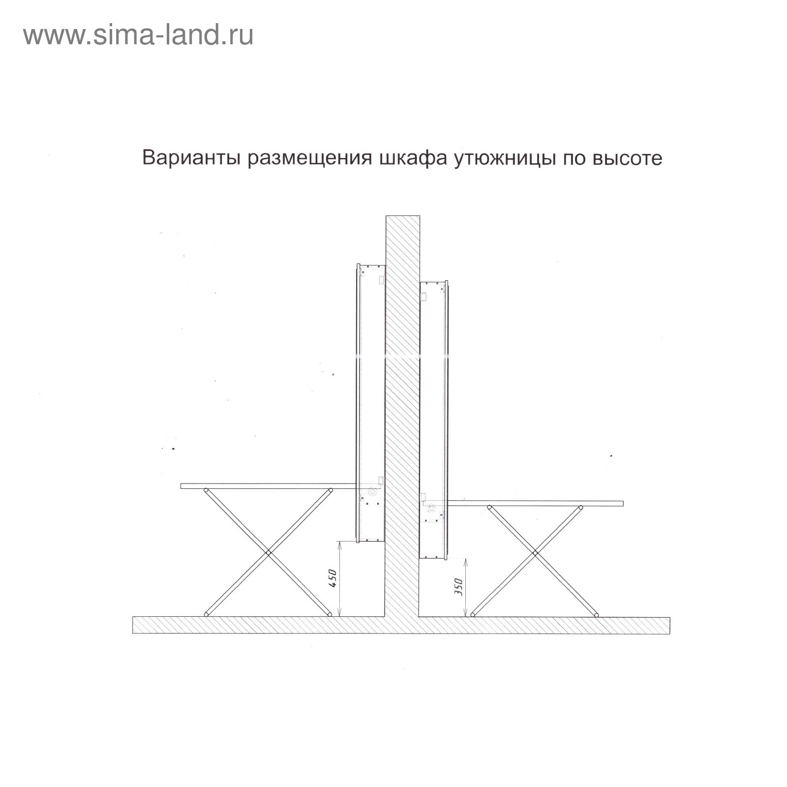 Пенал с зеркалом с гладильной доской Светлана, 500х150х1740, Дуб сонома ...