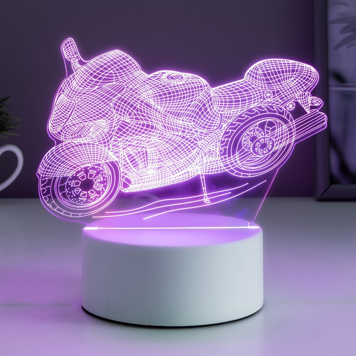 Светильник «Гоночный мотоцикл» LED RGB от сети 9.5×16×14 см RISALUX - Фото 1