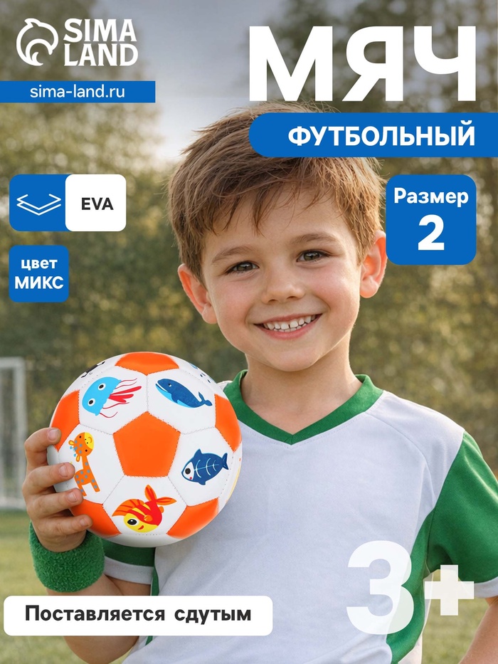 Футбольный мяч, машинная сшивка, 32 панели, р. 2, EVA, МИКС - Фото 1