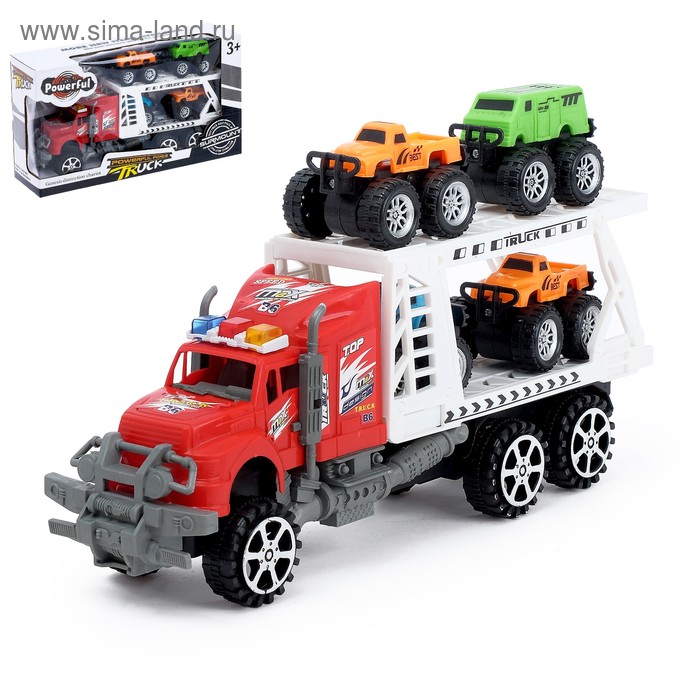 Грузовик инерционный «Перевозчик» с 4 машинами, МИКС - Фото 1