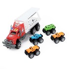 Грузовик инерционный «Перевозчик» с 4 машинами, МИКС - Фото 4