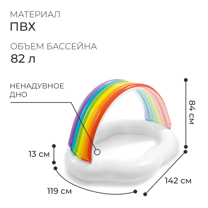 Бассейн надувной «Радуга», 142 х 119 х 84 см, от 1-3 лет, 57141NP INTEX Вид№2