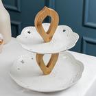 Этажёрка для фруктов и десертов Доляна «Сьюзен», 2 яруса, 25×20×27 см, керамика, белая - Фото 2