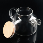 Чайный набор на деревянной подставке «Эко», 7 предметов: чайник стеклянный с ситом 900 мл, кружки 6 шт, 100 мл - Фото 4