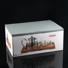 Чайный набор на деревянной подставке «Эко», 7 предметов: чайник стеклянный с ситом 900 мл, кружки 6 шт, 100 мл - Фото 6