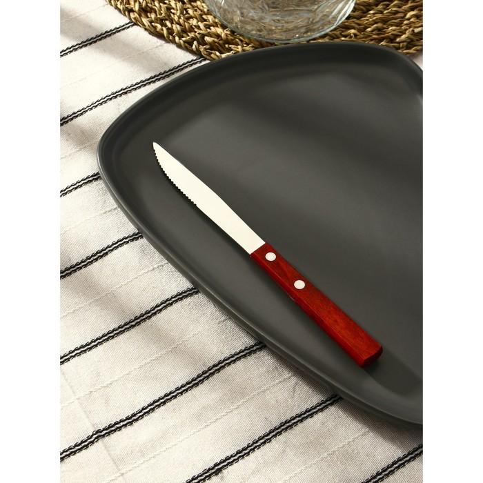 Нож столовый из нержавеющей стали «Эко-стейк», длина 20 см, деревянная ручка - фото 1908435622
