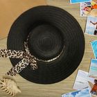 Шляпа пляжная "Кокетка", цвет чёрный, обхват головы 58 см, ширина полей 10 см - Фото 1