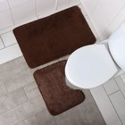 Набор ковриков для ванной и туалета Доляна «Пушистик», 2 шт, 38×49 см, 49×79 см, цвет коричневый - Фото 4