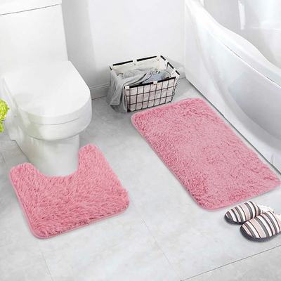 Набор ковриков для ванной и туалета Доляна «Пушистик», 2 шт, 38×40, 40×60 см, цвет розовый
