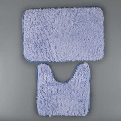 Набор ковриков для ванной и туалета Доляна «Пушистик», 2 шт, 38×40, 40×60 см, цвет сиренево-голубой