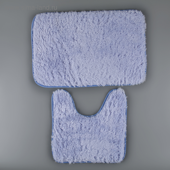 Набор ковриков для ванной и туалета Доляна «Пушистик», 2 шт, 38×40, 40×60 см, цвет сиренево-голубой - Фото 1