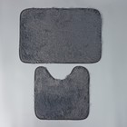 Набор ковриков для ванной и туалета Доляна «Пушистик», 2 шт, 38×40 см, 40×60 см, цвет серый - Фото 2