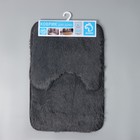 Коврики для ванной и туалета Доляна «Пушистик», 2 шт., 38×40 см, 40×60 см, серые - Фото 6