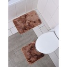Набор ковриков для ванной и туалета Доляна «Пушистик», 2 шт, 38×40, 40×60 см, цвет бежево-коричневый - Фото 1