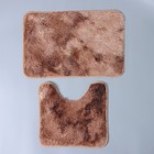 Набор ковриков для ванной и туалета Доляна «Пушистик», 2 шт, 38×40, 40×60 см, цвет бежево-коричневый - Фото 2