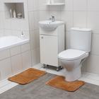 Набор ковриков для ванной и туалета Доляна «Пушистик», 2 шт, 38×40, 40×60 см, цвет светло-коричневый - фото 19602076