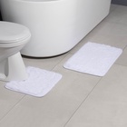 Коврики для ванной и туалета Доляна «Пушистик», 2 шт., 38×40 см, 40×60 см, белые - Фото 2