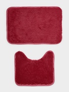 Коврики для ванной и туалета Доляна «Пушистик», 2 шт., 38×40 см, 40×60 см, бордовые - Фото 1