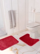 Коврики для ванной и туалета Доляна «Пушистик», 2 шт., 38×40 см, 40×60 см, бордовые - Фото 8