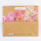 Пакет подарочный горизонтальный крафтовый, упаковка, «Цветочное настроение», ML 27 х 23 х 11,5 см - Фото 4