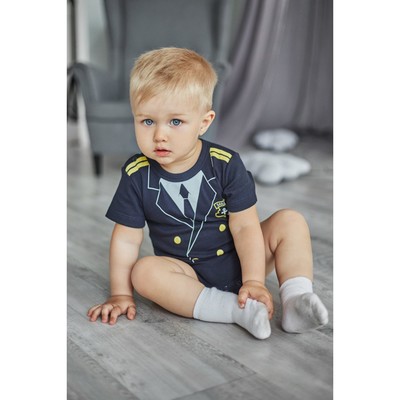 Боди для мальчика «Крошка Я. Капитан», рост 62-68 см, синее
