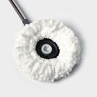 Швабра для мытья пола Доляна, телескопическая стальная ручка 80-115 см, насадка из микрофибры 87×16 см, серая - Фото 4