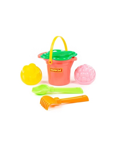 Набор игрушек для песочницы, 6 предметов: ведро, ситечко, совок, грабельки, формочки, МИКС