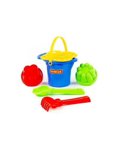Набор игрушек для песочницы, 6 предметов: ведро, ситечко, совок, грабельки, формочки, МИКС