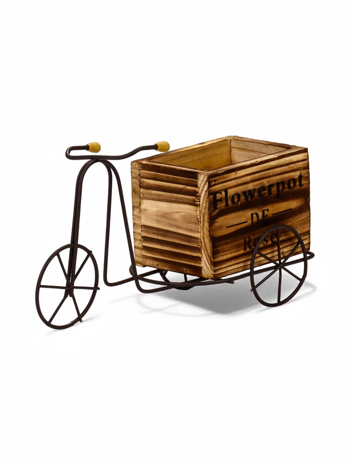 Декоративное кашпо для цветов «Велосипед», 23×8×12 см, дерево, металл, Greengo