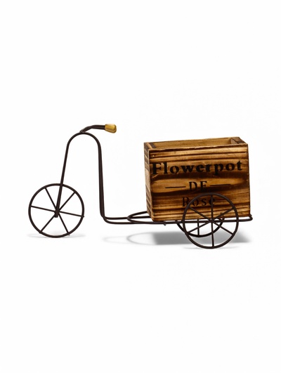 Декоративное кашпо для цветов «Велосипед», 23×8×12 см, дерево, металл, Greengo