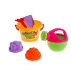 Песочный набор №205 (ведро, лопатка, грабельки, 2 формочки, лейка малая) цвета МИКС - Фото 1